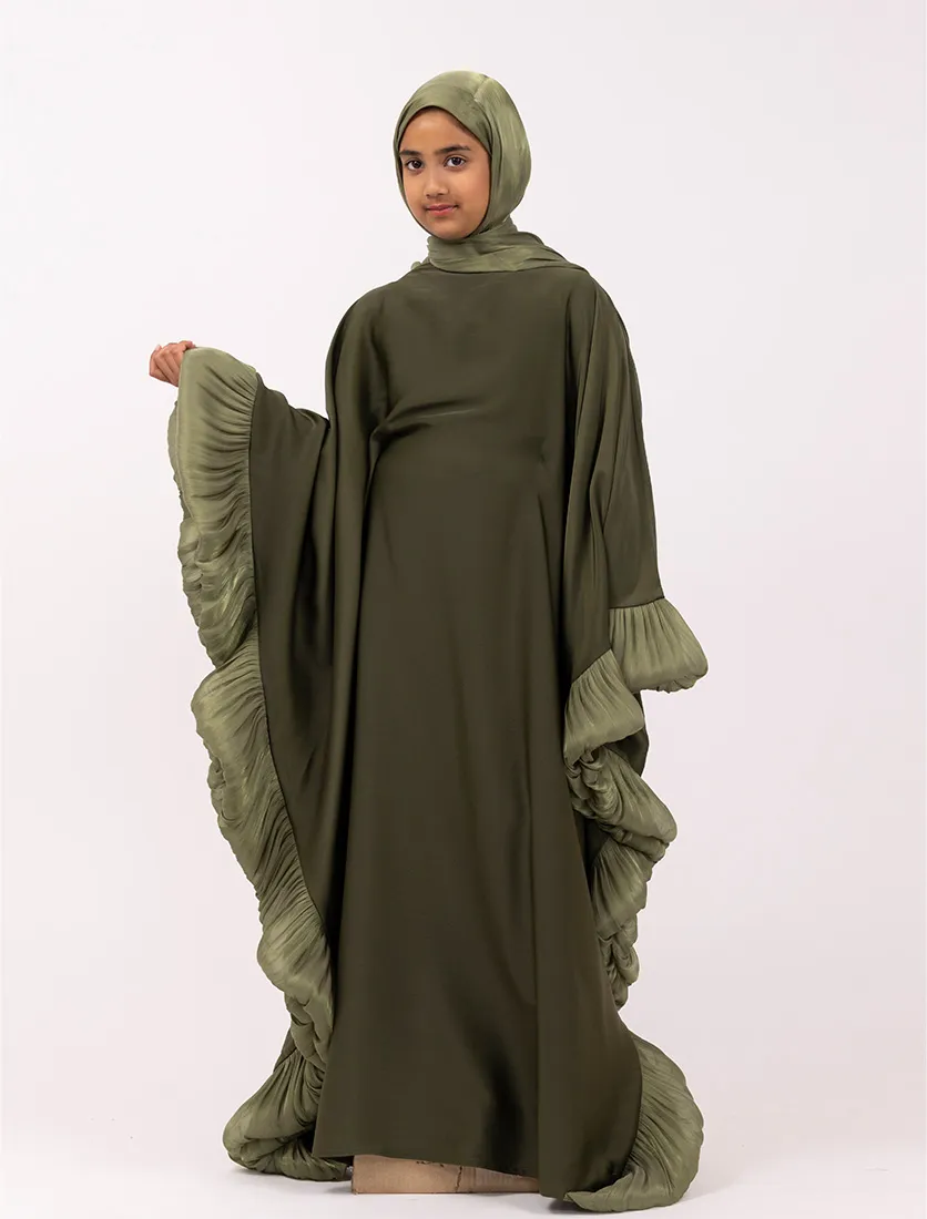 Olive Girls Organza Trim Kaftan